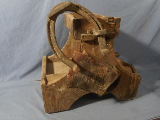 Antique Primitive Farrier Tool Tote Box Vtg Farmers Wood Crate Horseshoe Horse