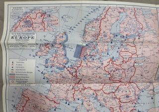 WW2 1940 Vintage KALTENBORN ' S WAR MAP POSTER PURE OIL COMPANY 3