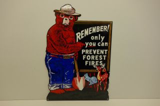 Smokey The Bear Steel Enamel Remember Only You Can Prevent Sign 21 " X 14 1/4 "
