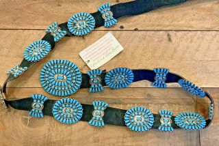 Vintage Begay Turquoise And Sterling Silver Concho Belt 221 Grams