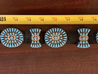 Vintage BEGAY Turquoise and Sterling Silver Concho Belt 221 grams 9