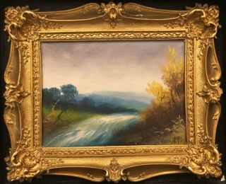 Antique Henrietta Fish (1856 - 1925) Landscape Oil On Canvas Painting