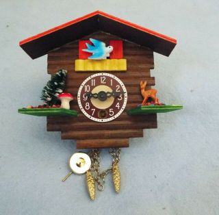 Vintage Small Wind Up Clock W.  German Not Marked
