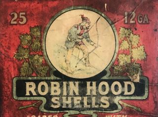 RARE ROBIN HOOD 12 GA PAPER 2 PIECE SHOTGUN SHELL BOX DECENT LABEL 2