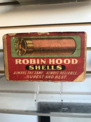 RARE ROBIN HOOD 12 GA PAPER 2 PIECE SHOTGUN SHELL BOX DECENT LABEL 4