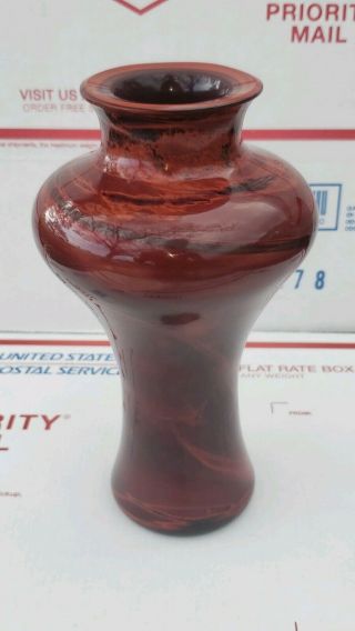 Qing Dynasty Chinese Peking Glass Red Swirl Realgar Vase