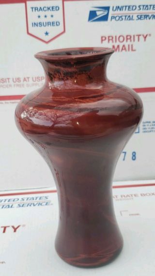 QING DYNASTY Chinese Peking Glass RED SWIRL Realgar Vase 4