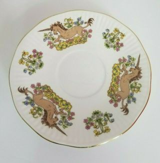 Schmid England Queen ' s Bone China Tea Cup With Saucer Unicorn Print 5