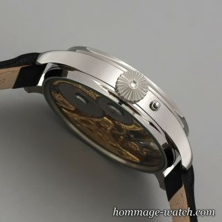 OMEGA movement SWISS Silver Dial Hand Engraving Skeleton Rare Wrist Watch 48 mm 10