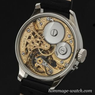 OMEGA movement SWISS Silver Dial Hand Engraving Skeleton Rare Wrist Watch 48 mm 3