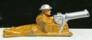 Barclay Lead Toy Soldier Machine Gunner Lying Extended Base B - 063 Paint