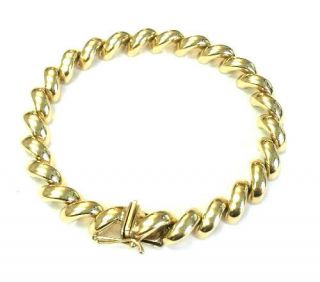 Vintage San Marco Macaroni Design 14k Yellow Gold Womans Bracelet Size 7.  75