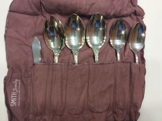 Antique Gorham King Edward Sterling Silver Serving Spoons With Butter Knife