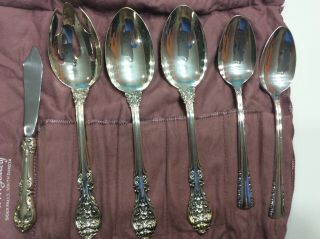 Antique Gorham King Edward Sterling Silver Serving Spoons with Butter Knife 2