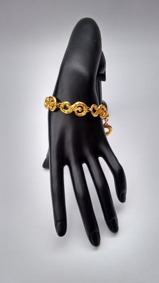 Ysl Bracelet.  Yves Saint Laurent Vintage Gold Tone Arabesque Motive Bracelet.