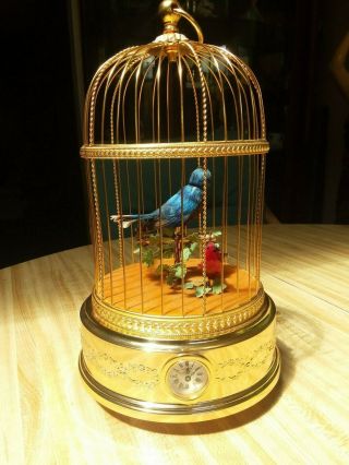 VTG REUGE SINGING BIRD IN CAGE AUTOMATON MUSIC BOX CLOCK NEAR AS FOUND 11