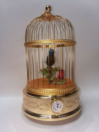Vtg Reuge Singing Bird In Cage Automaton Music Box Clock Near As Found