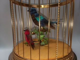 VTG REUGE SINGING BIRD IN CAGE AUTOMATON MUSIC BOX CLOCK NEAR AS FOUND 2