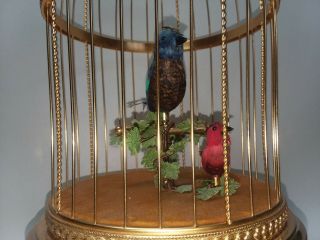 VTG REUGE SINGING BIRD IN CAGE AUTOMATON MUSIC BOX CLOCK NEAR AS FOUND 4