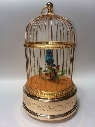 VTG REUGE SINGING BIRD IN CAGE AUTOMATON MUSIC BOX CLOCK NEAR AS FOUND 8