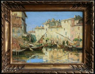 Henri Olive (1898 - 1980) Rare Signed French Impressionist Oil Panel - Martigues