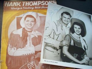 Vtg Signed Hank Thompson Brazos Valley,  Billy Gray & Wanda Jackson B/w 8x10 Rare