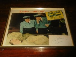 Vintage 1956 Signed Lobby Card Abbott & Costello Meet Frankestein Authentic