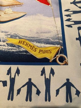 Vintage 80s Hermes Paris Carre En Course Sailboats Silk Scarf by Yannick Manier 4