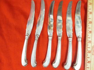 6 RARE ANTIQUE 200 YEAR OLD HALLMARKED SOLID COIN SILVER KNIVES 360gram STERLING 2