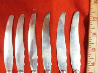 6 RARE ANTIQUE 200 YEAR OLD HALLMARKED SOLID COIN SILVER KNIVES 360gram STERLING 8