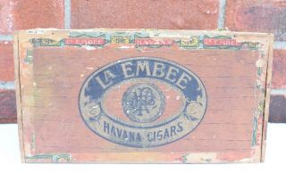 Vintage Wood CIgar Box LA EMBEE Havanna Cigars Club Houae Old rare collectible 3