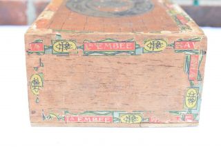 Vintage Wood CIgar Box LA EMBEE Havanna Cigars Club Houae Old rare collectible 5