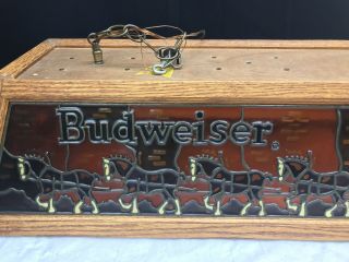 Budweiser Clydesdale Pool Table Light Lamp Vintage Stained Glass Rare 6