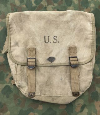 Wwii Us Army Musette Bag,  Named,  1942 Dated,