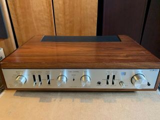 Vintage Luxman CL - 34 vacuum Tube Preamplifier With rare wooden case 2
