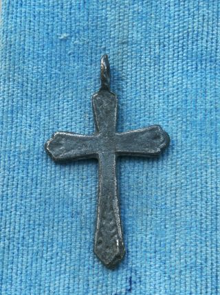 VERY RARE 17th CENTURY CATHOLIC SILVERED BRONZE CROSS 2