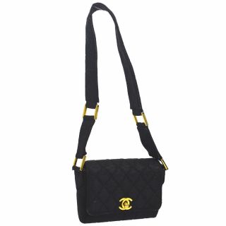 Auth Chanel Quilted Cc Logos Mini Shoulder Bag Black Canvas Vintage Ghw Ak32787