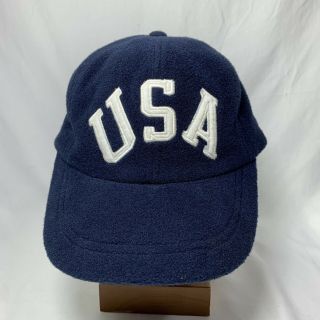Rare Vintage Polo Usa Flag Fleece Fitted Hat Xl Stadium Team Ralph Lauren Beach
