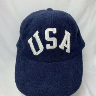 Rare Vintage Polo USA Flag Fleece Fitted Hat XL Stadium Team Ralph Lauren Beach 2