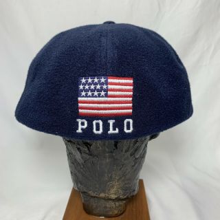 Rare Vintage Polo USA Flag Fleece Fitted Hat XL Stadium Team Ralph Lauren Beach 3