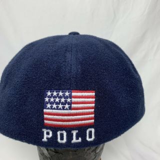 Rare Vintage Polo USA Flag Fleece Fitted Hat XL Stadium Team Ralph Lauren Beach 4