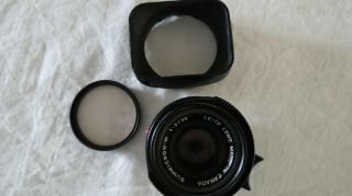 Rare Leitz Summicron - M Made Canada 1:2 35mm Camera Lens Hood & Filter 1980