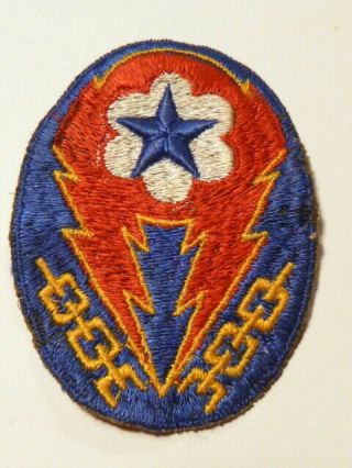 A WW 2 U S Army E T O English Made Silk? Cut Edge Pink Back Patch 2