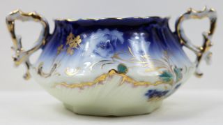 Flow Blue And Gold Sugar Bowl W/o Lid Made In Bavaria