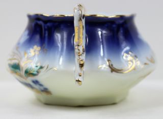 Flow Blue and Gold Sugar Bowl w/o Lid Made in Bavaria 2