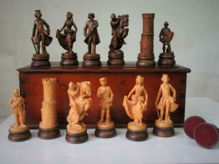 Vintage Dolfi Chess Set Louis Xv King Of France K 4.  75 Inc And Old Box No Board