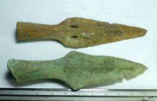 Antique Dong Son Culture 2 Bronze Spears