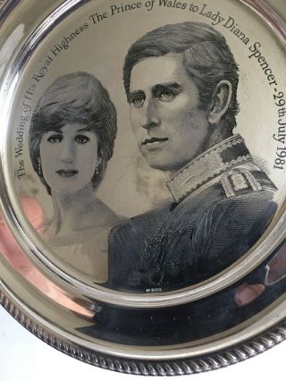 Hallmarked Silver Lady Diana & Prince Of Wales Plate 1981,  8oz Solid Silver 2