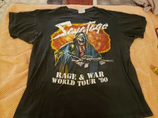 Savatage 1990 Rage And War Tour North American T - Shirt Extremely Rare Xl Vintage