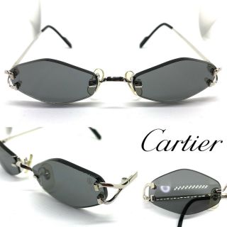 Cartier Rimless Octagon Vintage Eyeglasses / Sunglasses Silver Hexagon 3points